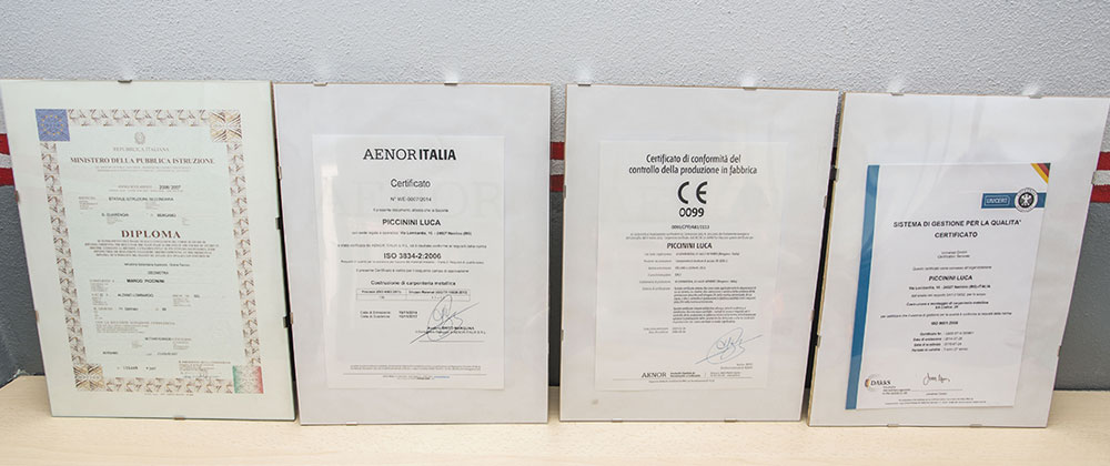 Certificati Carpenteria Piccinini Luca Srl